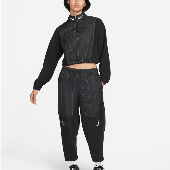 Nike Sportswear Swoosh Curve Plush Trousers black Women's large new with tags - Picture 12 of 12
